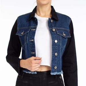 Denim Jacket With Black Sleeves